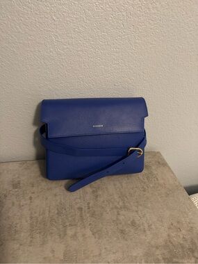 Senreve Azure Blue Pebbled Leather Cavalla Satchel